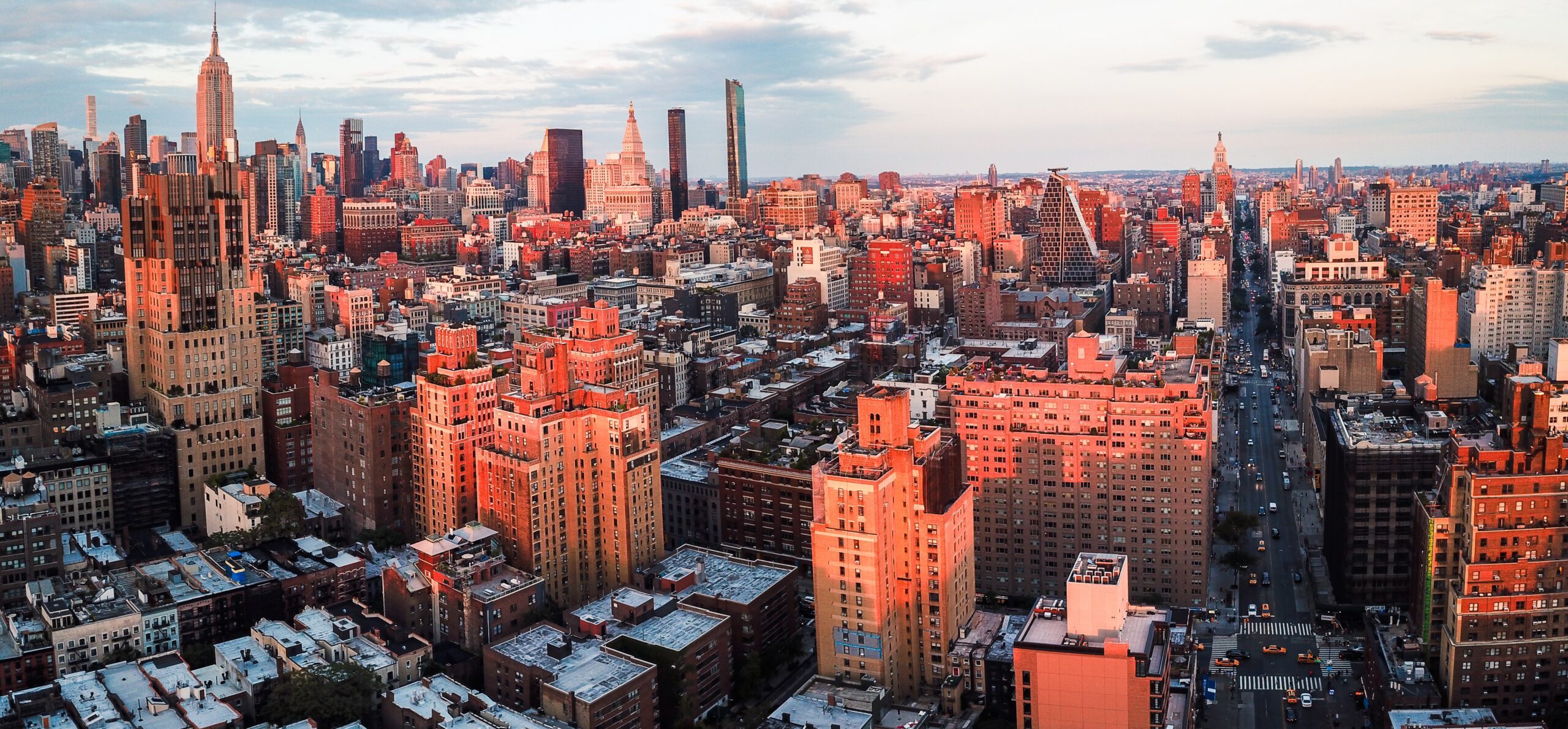 New York City skylines during sunset